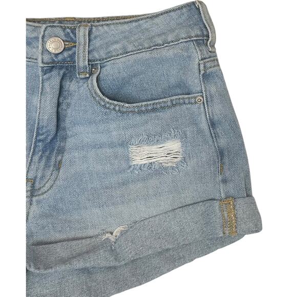 2/$30 PacSun Mom Jean Shorts Distressed Blue Denim Cuffed Light Wash Size 23 - Picture 6 of 11